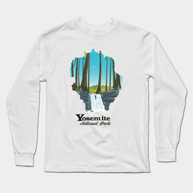 Yosemite National Park Travel map Long Sleeve T-Shirt by nickemporium1